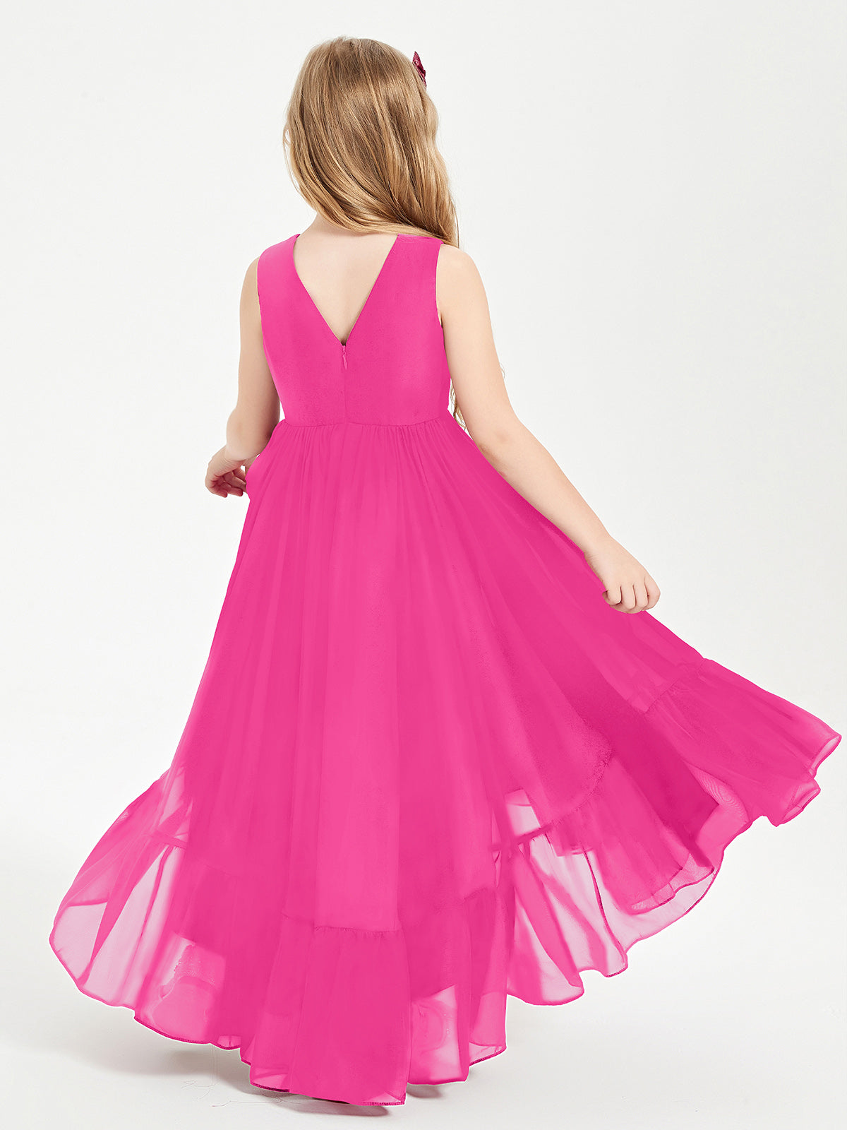 Cascading Skirt Boho Dresses for Junior Bridesmaids Fuchsia